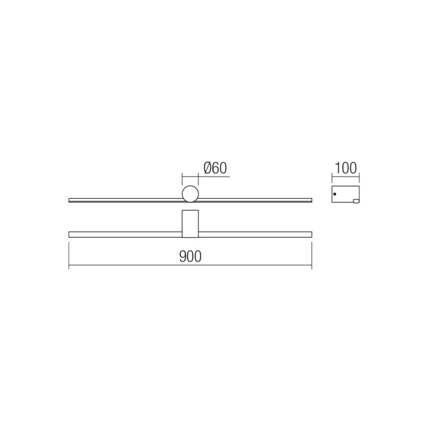 Redo 01-4036 - Φωτισμός καθρέφτη μπάνιου LED ROW LED/18W/230V 90 cm IP44 μαύρο