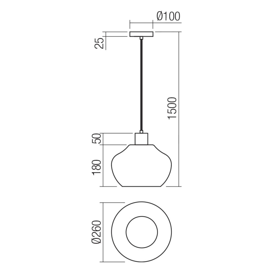 Redo 01-4046 - Κρεμαστό φωτιστικό οροφής ATLANTIS 1xE27/42W/230V διάμετρος 26 cm μαύρο