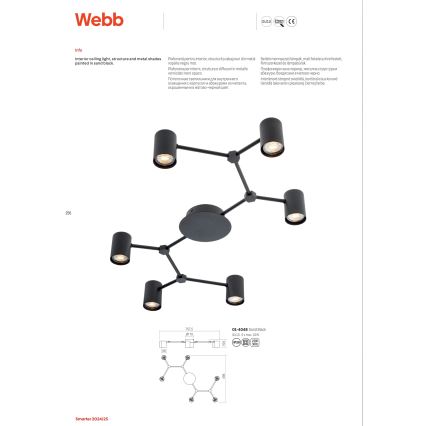 Redo 01-4048 - Φωτιστικό σποτ WEBB 6xGU10/10W/230V μαύρο