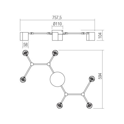 Redo 01-4048 - Φωτιστικό σποτ WEBB 6xGU10/10W/230V μαύρο