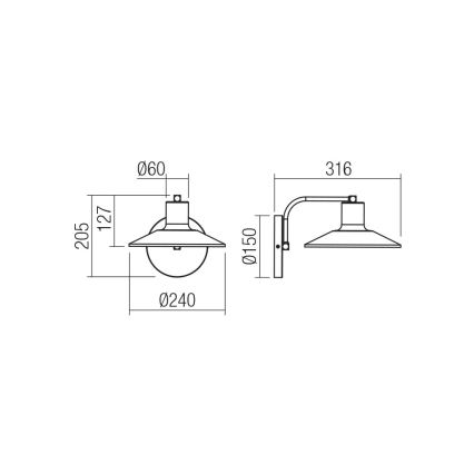 Redo 01-4053 - Λάμπα τοίχου FRESNO 1xE27/42W/230V