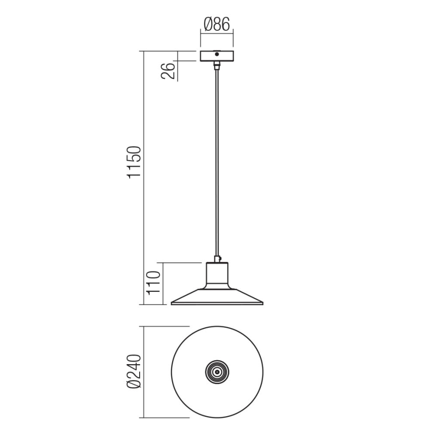 Redo 01-4054 - Κρεμαστό φωτιστικό οροφής FRESNO 1xE27/42W/230V διάμετρος 24 cm