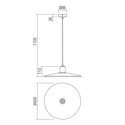 Redo 01-4055 - Κρεμαστό φωτιστικό οροφής FRESNO 1xE27/42W/230V διάμετρος 40 cm