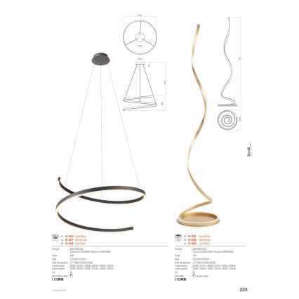 Redo 01-4281 - Ρυθμιζόμενο επιδαπέδιο φωτιστικό LED SCROLL LED/30W/230V 3000K/4000K/6000K CRI 90 λευκό