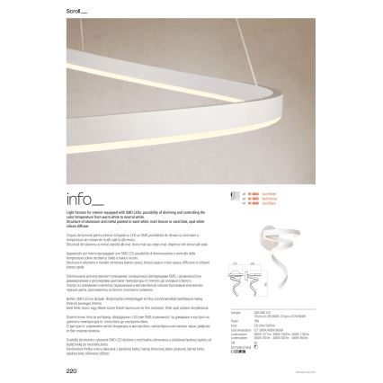 Redo 01-4283 - Ρυθμιζόμενη επιδαπέδια λάμπα LED SCROLL LED/30W/230V 3000K/4000K/6000K CRI 90 μαύρη