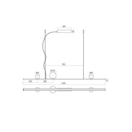 Redo 01-4302 - LED Ρυθμιζόμενο κρεμαστό φωτιστικό με καλώδιο DUNE LED/48W/230V 3000K CRI 90 μαύρο/καπνιστό