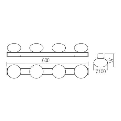 Redo 01-4309 - LED φωτιστικό οροφής για μπάνιο OVUM 4xLED/5W/230V 3000/4000K CRI 90 IP44 λευκό/γυαλιστερό χρώμιο
