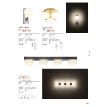 Redo 01-4311 - Φωτιστικό οροφής LED για μπάνιο OVUM 4xLED/5W/230V 3000/4000K CRI 90 IP44 λευκό/μαύρο