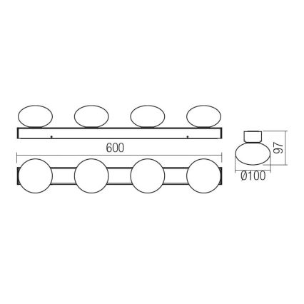 Redo 01-4311 - Φωτιστικό οροφής LED για μπάνιο OVUM 4xLED/5W/230V 3000/4000K CRI 90 IP44 λευκό/μαύρο