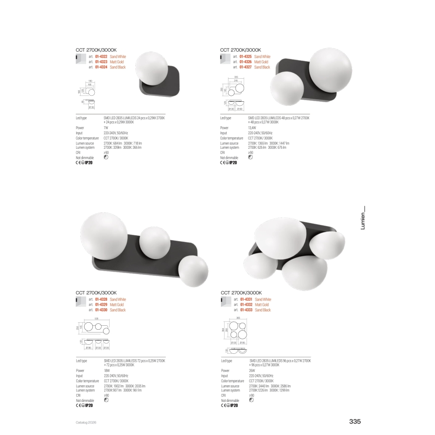 Redo 01-4330 - LED επιτοίχιο φωτιστικό LUMIEN 3xLED/18W/230V 2700/3000K CRI 90 λευκό/μαύρο