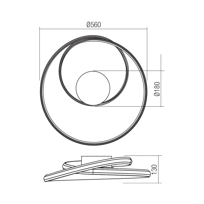 Redo 01-4358 - Ρυθμιζόμενο LED φωτιστικό οροφής TORSION LED/40W/230V 2700/3000/4000K CRI 90 Ø 56 cm χρυσό