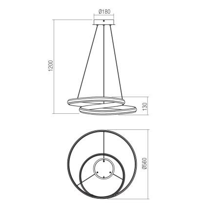 Redo 01-4360 - Ρυθμιζόμενο κρεμαστό φωτιστικό LED με ανάρτηση σε σύρμα TORSION LED/40W/230V 2700/3000/4000K CRI 90 Ø 56 cm λευκό