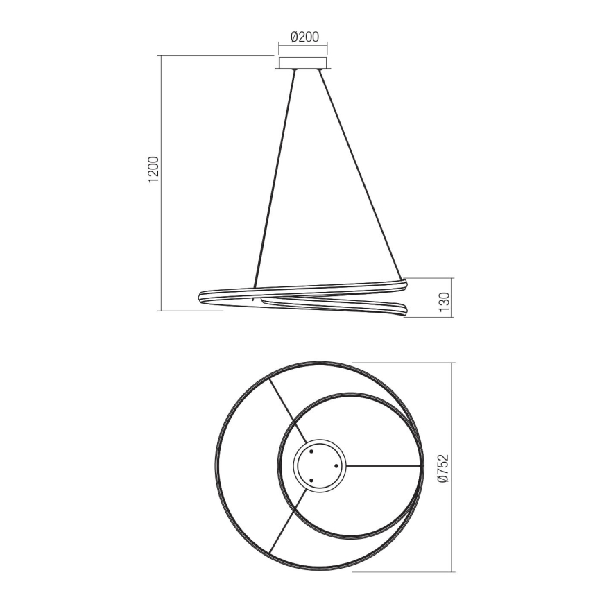 Redo 01-4363 - Ρυθμιζόμενο κρεμαστό φωτιστικό LED με καλώδιο TORSION LED/60W/230V 2700/3000/4000K CRI 90 Ø 75,2 cm λευκό