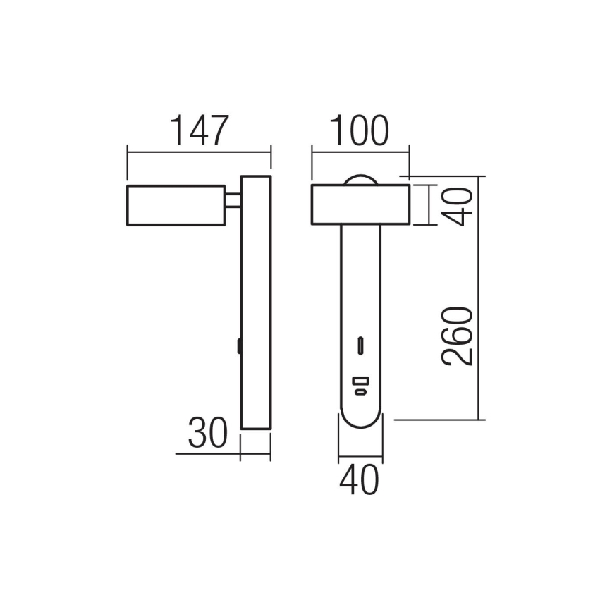 Redo 01-4640 - Επιτοίχιο φωτιστικό SADES LED/6W/230V CRI 90 USB λευκό