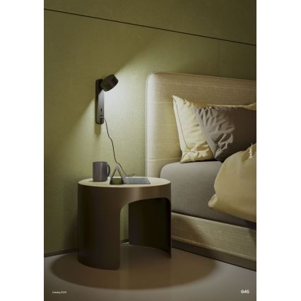 Redo 01-4643 - Επιτοίχιο φωτιστικό LED SADES LED/6W/230V CRI 90 USB μαύρο