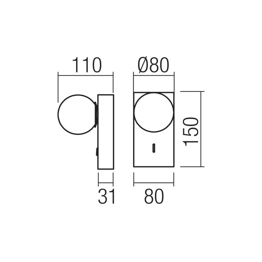 Redo 01-4656 - Επιτοίχιο φωτιστικό LED NORMA LED/5W/230V CRI 90 USB λευκό