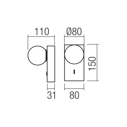 Redo 01-4658 - Επιτοίχιο φωτιστικό NORMA LED/5W/230V CRI 90 USB λευκό/μπρονζέ