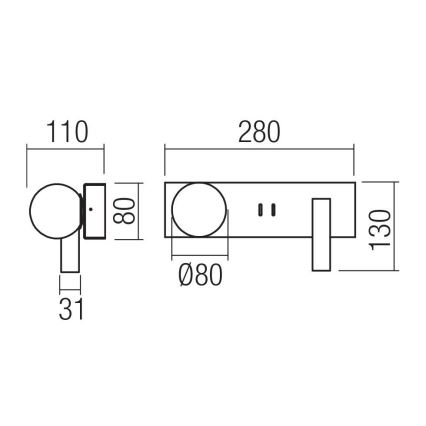 Redo 01-4662 - LED Επιτοίχιο φωτιστικό NORMA LED/5W/230V + LED/3W CRI 90 USB λευκό/μπρονζέ