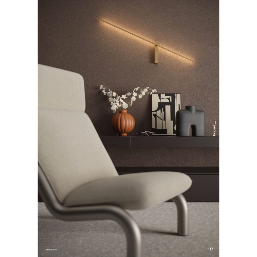 Redo 01-4672 - Επιτοίχιο φωτιστικό LED TANGENT LED/6W/230V 2700/2850/3000K 73 cm CRI 90 χρυσό