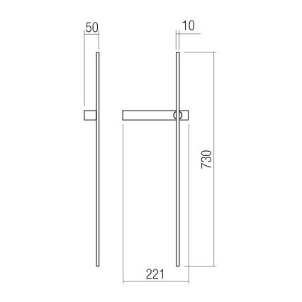 Redo 01-4672 - Επιτοίχιο φωτιστικό LED TANGENT LED/6W/230V 2700/2850/3000K 73 cm CRI 90 χρυσό