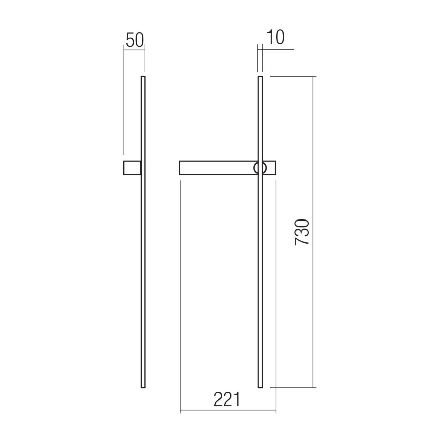 Redo 01-4673 - LED Επιτοίχιο φωτιστικό TANGENT LED/6W/230V 2700/2850/3000K 73 cm CRI 90 μαύρο