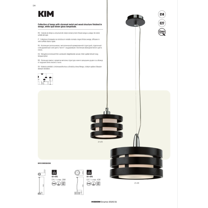 Redo 01-627 - Πολυέλαιος σε ράβδο KIM 4xE14/28W/230V γυαλιστερό χρώμιο/μαύρο
