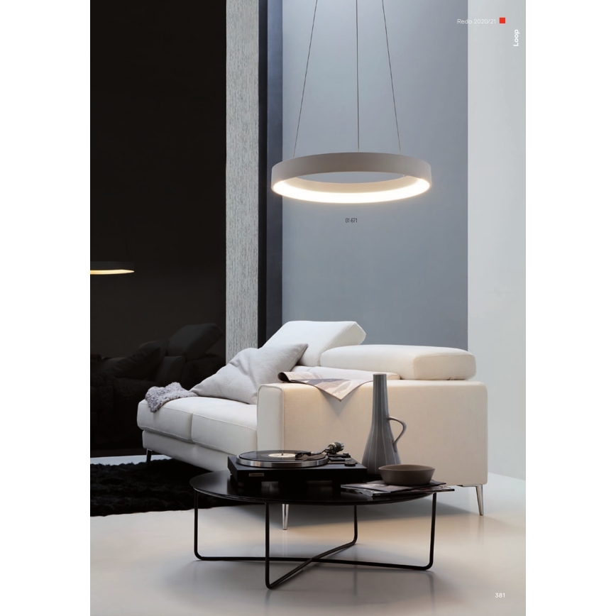 Redo 01-672 -  Κρεμαστό φωτιστικό οροφής LED LOOP LED/48W/230V διάμετρος 60 cm λευκό