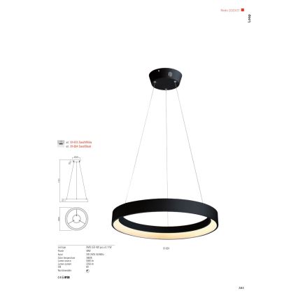 Redo 01-672 -  Κρεμαστό φωτιστικό οροφής LED LOOP LED/48W/230V διάμετρος 60 cm λευκό