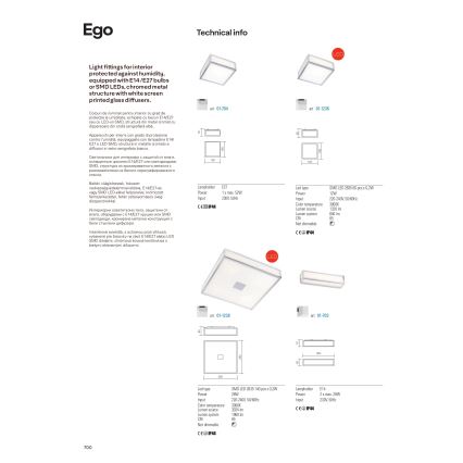 Redo 01-703 - Επιτοίχιο φωτιστικό μπάνιου EGO 2xE14/28W/230V 36 cm IP44 γυαλιστερό χρώμιο