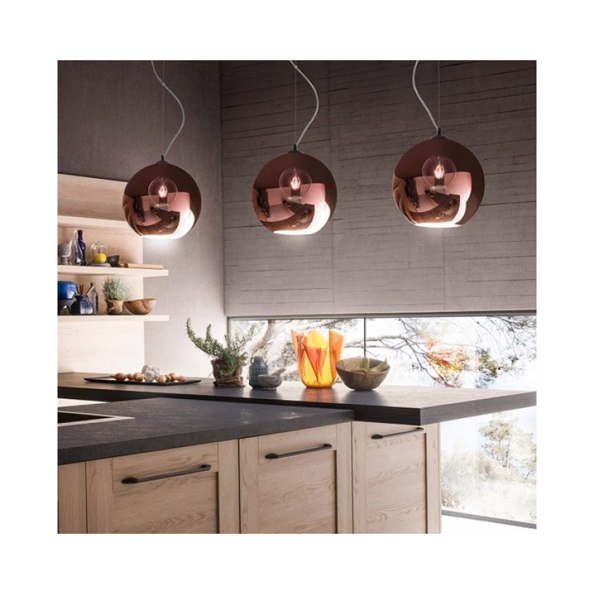 Redo 01-991 - Πολύφωτο με συρματόσχοινο BOWL 1xE27/42W/230V χαλκός