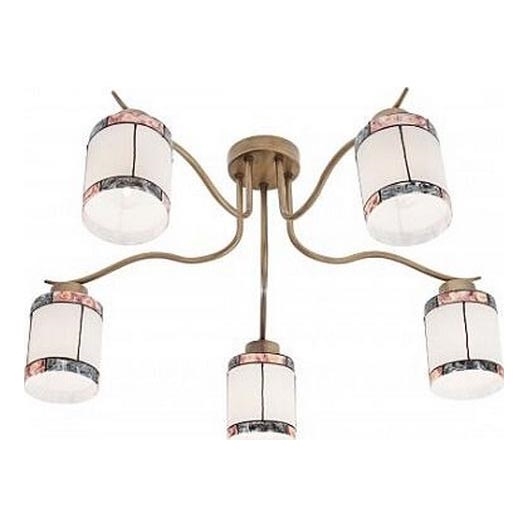 Redo 02-888 - Πλαφονιέρα οροφής DEKOR 5xE27/42W/230V διάμετρος 52,3 cm μπρονζέ