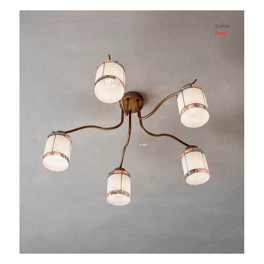 Redo 02-888 - Πλαφονιέρα οροφής DEKOR 5xE27/42W/230V διάμετρος 52,3 cm μπρονζέ