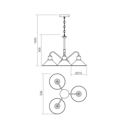 Redo 02-935 - Πολύφωτο σε αλυσίδα VERNER 3xE27/42W/230V