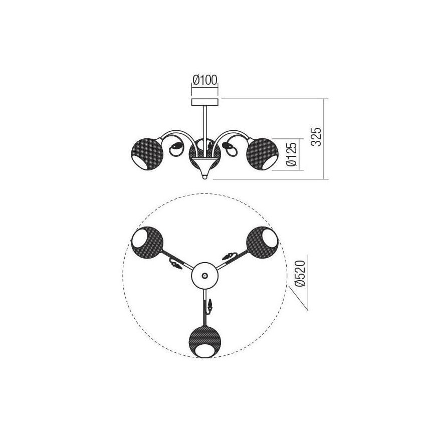 Redo 02-970 - Κρεμαστό φωτιστικό ASPERA 3xE14/28W/230V μαύρο