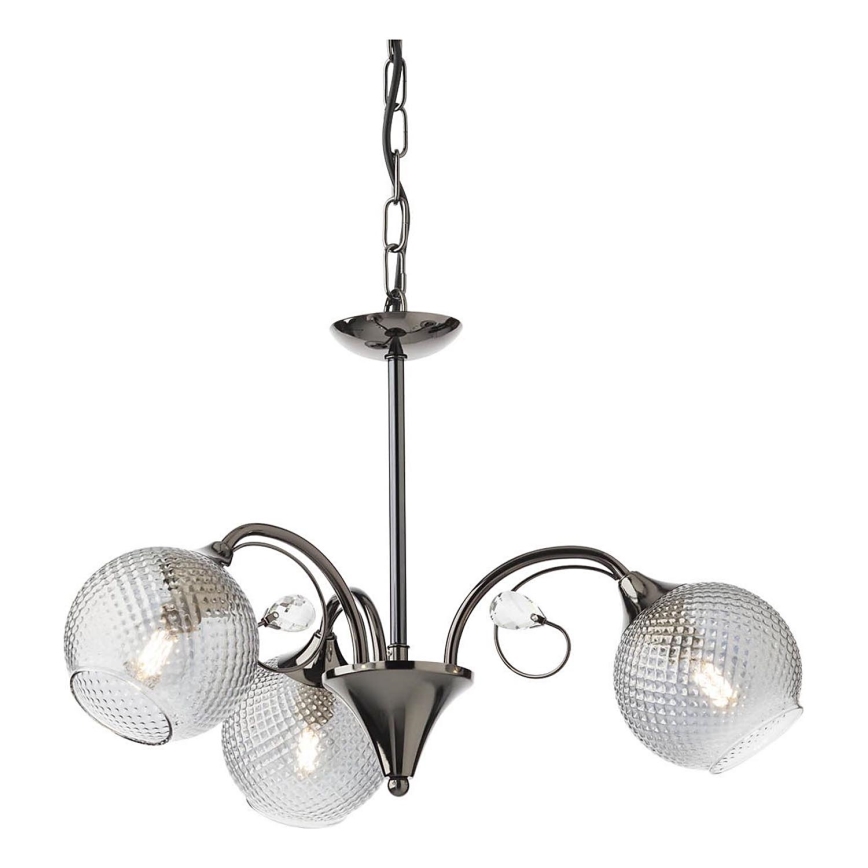 Redo 02-972 - Κρεμαστό φωτιστικό με αλυσίδα ASPERA 3xE14/28W/230V Ø 52 cm μαύρο