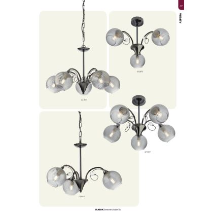 Redo 02-973 - Κρεμαστό φωτιστικό οροφής ASPERA 5xE14/28W/230V μαύρο