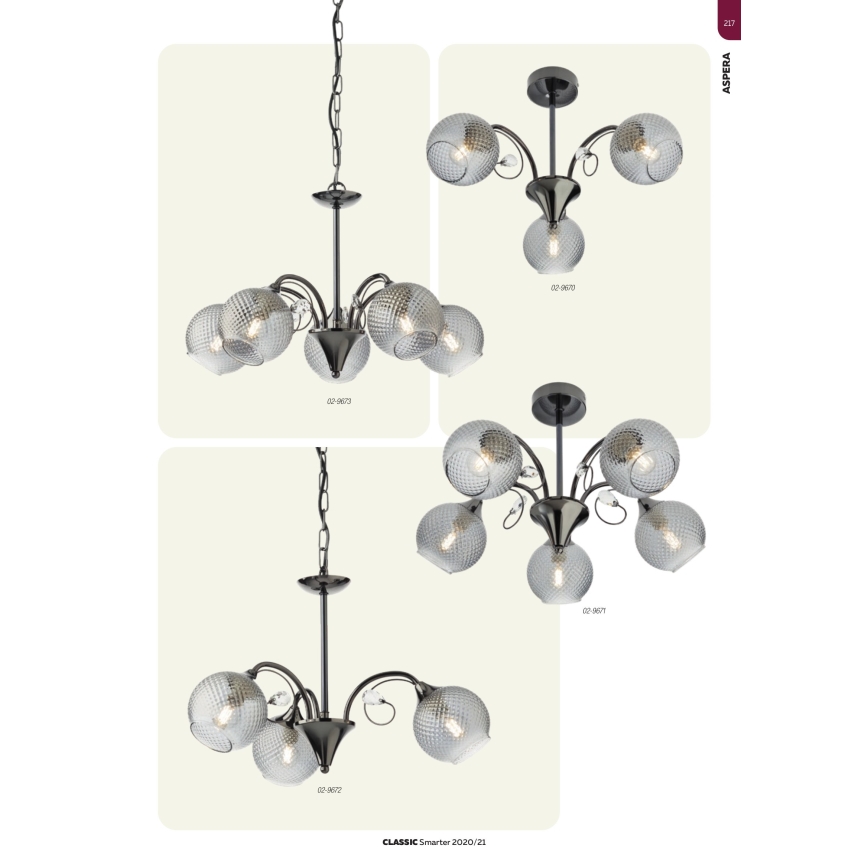 Redo 02-973 - Κρεμαστό φωτιστικό οροφής ASPERA 5xE14/28W/230V μαύρο