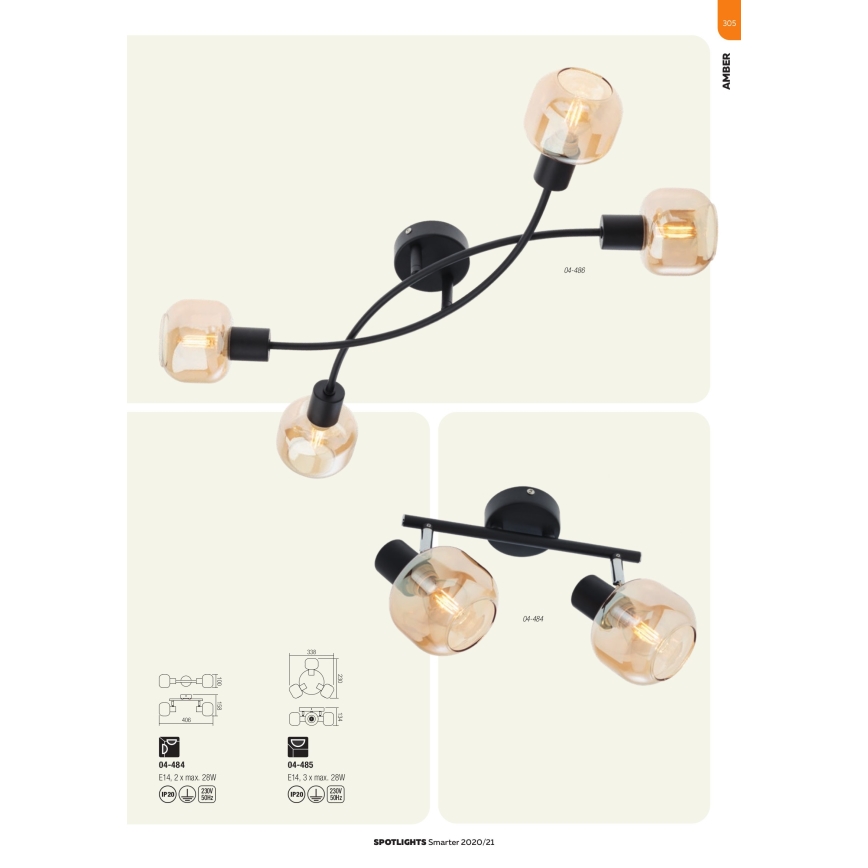 Redo 04-484 - Φωτιστικό σποτ AMBER 2xE14/28W/230V