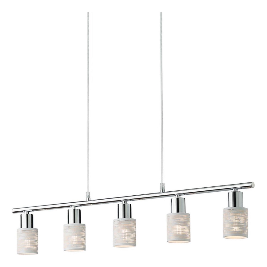 Redo 04-509 - Κρεμαστό φωτιστικό με καλώδιο VERTIGO 5xE14/28W/230V γυαλιστερό χρώμιο/λευκό