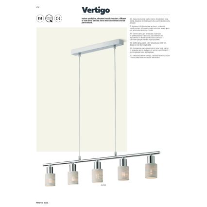 Redo 04-509 - Κρεμαστό φωτιστικό με καλώδιο VERTIGO 5xE14/28W/230V γυαλιστερό χρώμιο/λευκό