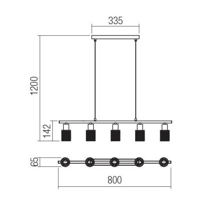 Redo 04-509 - Κρεμαστό φωτιστικό με καλώδιο VERTIGO 5xE14/28W/230V γυαλιστερό χρώμιο/λευκό