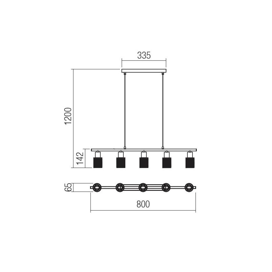 Redo 04-509 - Κρεμαστό φωτιστικό με καλώδιο VERTIGO 5xE14/28W/230V γυαλιστερό χρώμιο/λευκό