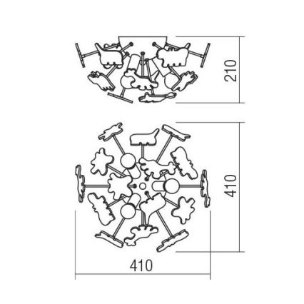 Redo 04-514 - Παιδικό φωτιστικό οροφής SAFARI 3xE14/28W/230V, διάμετρος 41 cm, πολύχρωμο