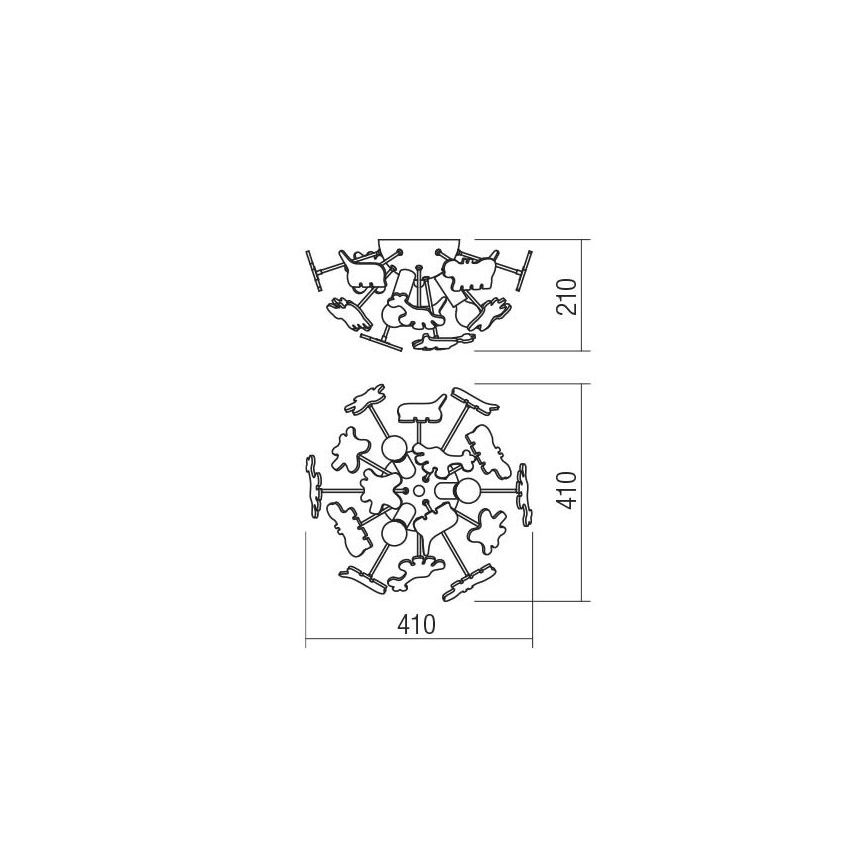 Redo 04-514 - Παιδικό φωτιστικό οροφής SAFARI 3xE14/3W/230V διάμετρος 41 cm πολύχρωμα