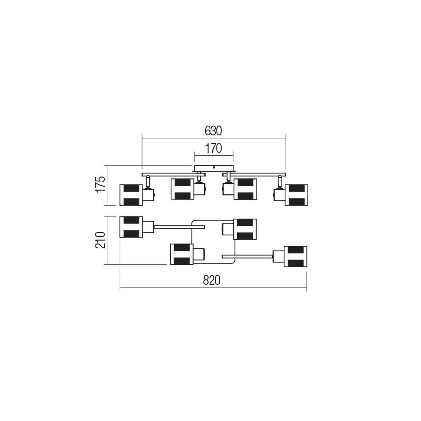 Redo 04-522 - Πλαφονιέρα οροφής  BASKET 4xE27/42W/230V μπρονζέ