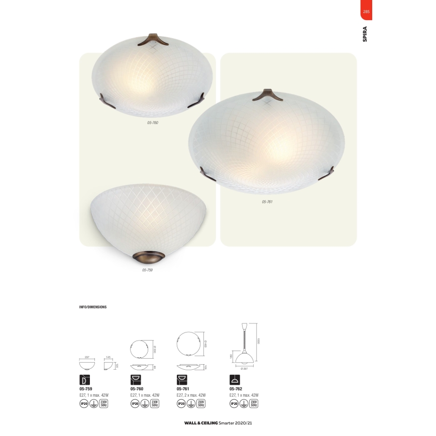 Redo 05-759 - Φωτιστικό τοίχου SPIRA 1xE27/42W/230V