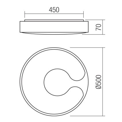 Redo 05-927 - LED RGBW Ρυθμιζόμενο φωτιστικό οροφής BIGSI LED/48W/230V 3000-6500K Ø 50 cm μαύρο + τηλεχειριστήριο