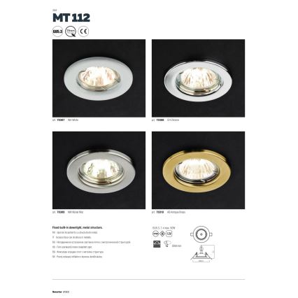 Redo 70309 - Εντοιχισμένο φωτιστικό MT 1xGU5,3/50W/12V ματ χρώμιο