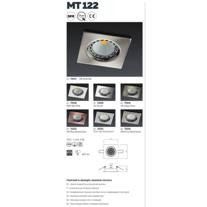 Redo 70328 - Εντοιχισμένο φωτιστικό MT 1xGU10/50W/12V