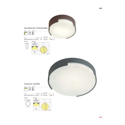 Redo 90004 - Φωτιστικό οροφής εξωτερικού χώρου LED SKOR LED/12W/230V διάμετρος 15 cm IP54 καφέ